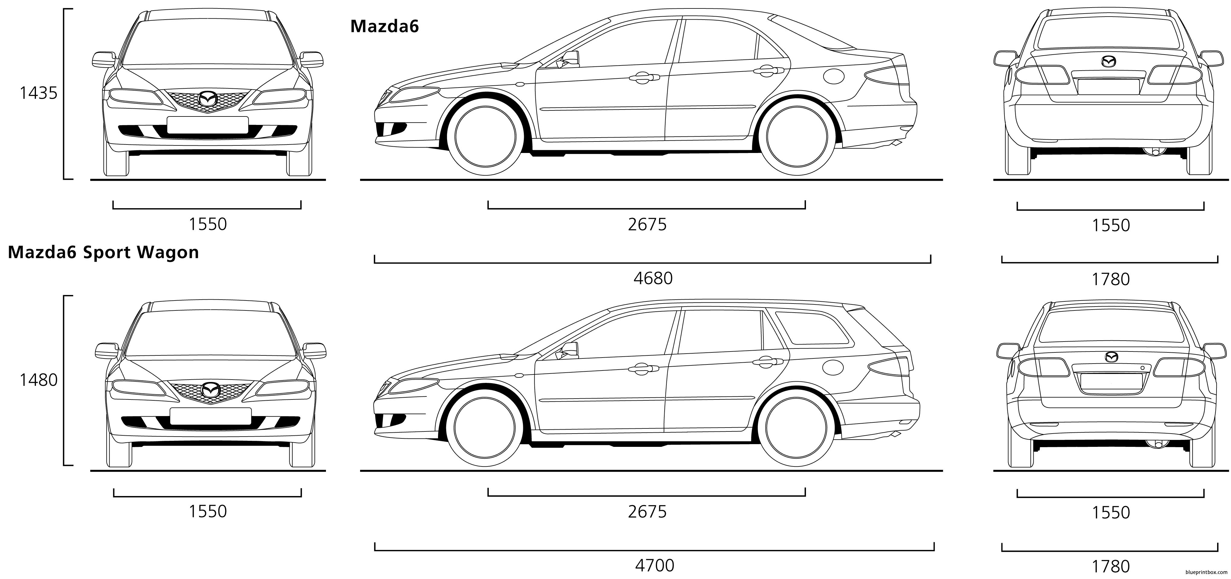 mazda 6 3 - BlueprintBox.com - Free Plans and Blueprints of Cars