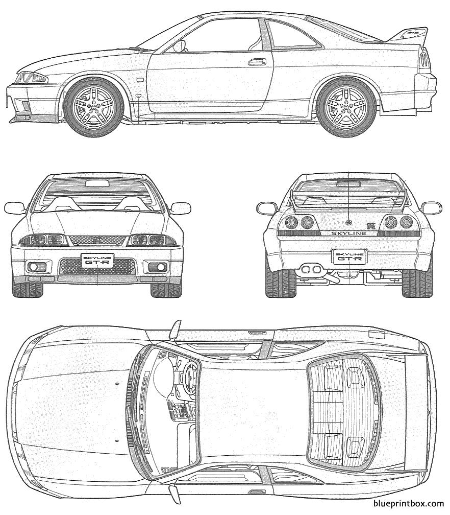 nissan skyline gt r r33 - BlueprintBox.com - Free Plans and Blueprints