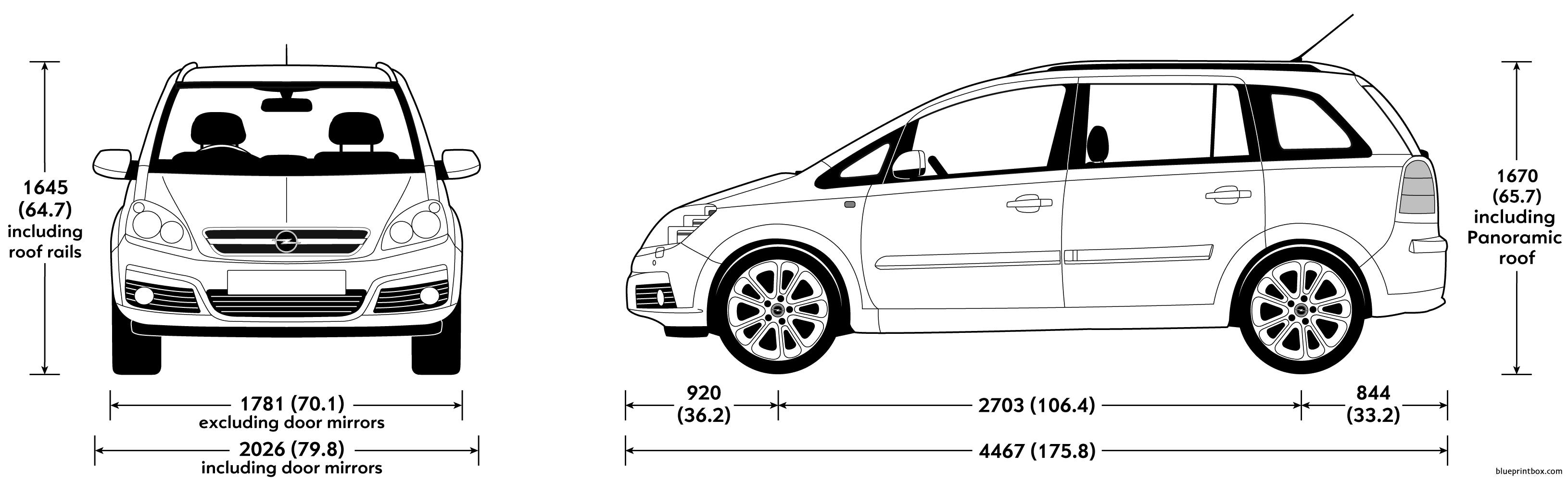 opel zafira 2007 - BlueprintBox.com - Free Plans and Blueprints of Cars