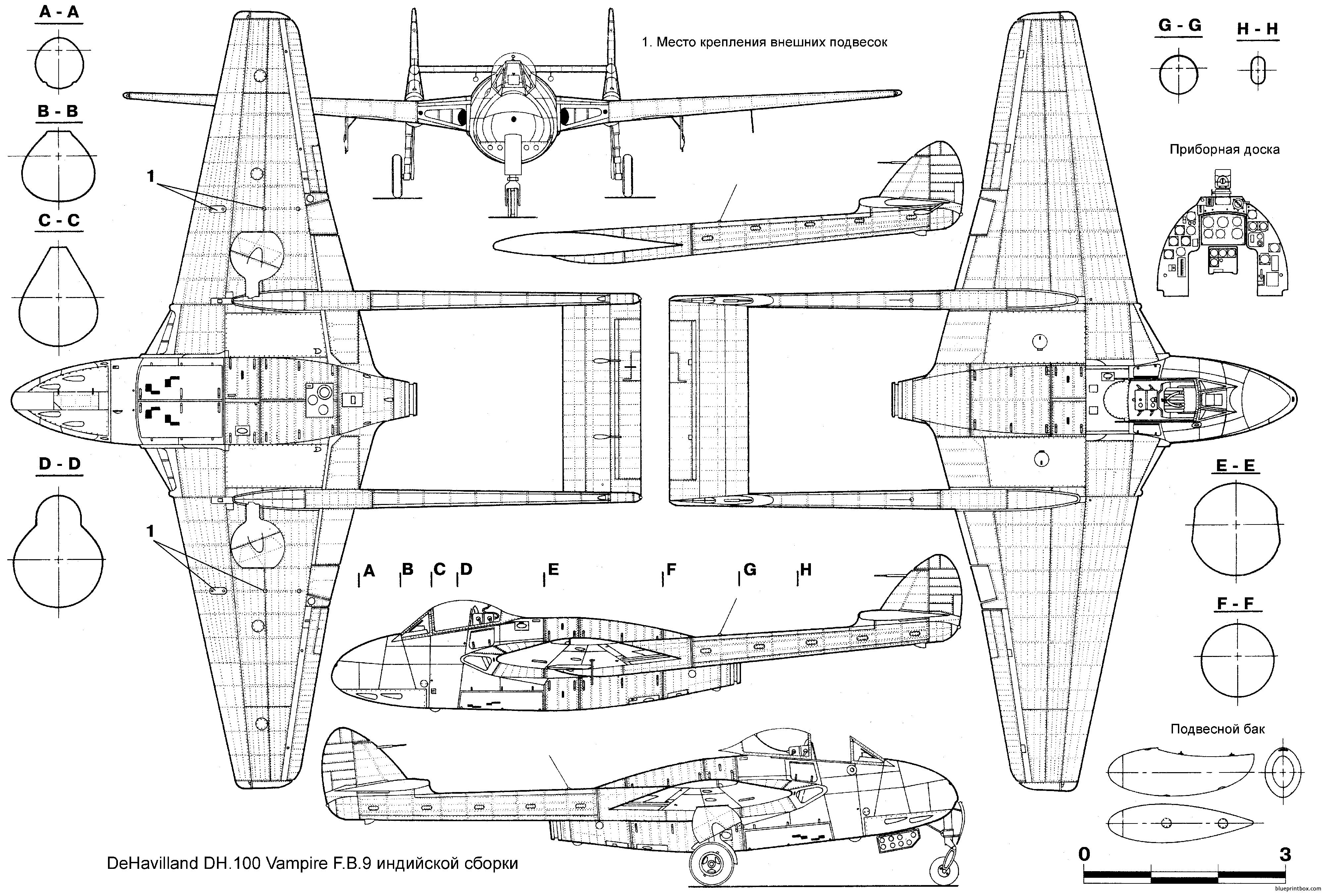 de havilland dh100 vampire fb9 - BlueprintBox.com - Free Plans and