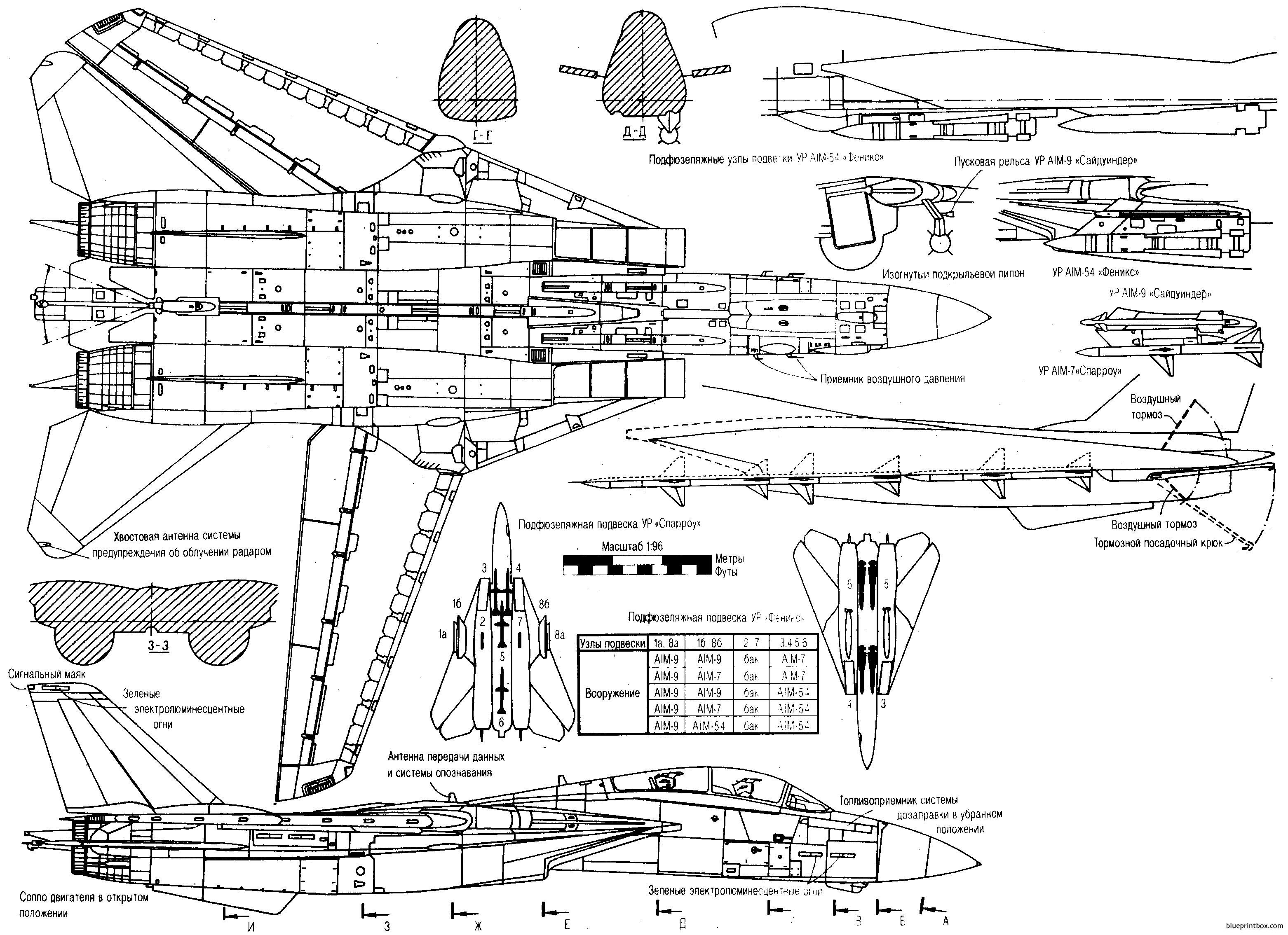 Grumman F 14 Tomcat Blueprints Airplane Fighter Aircraft Design ...