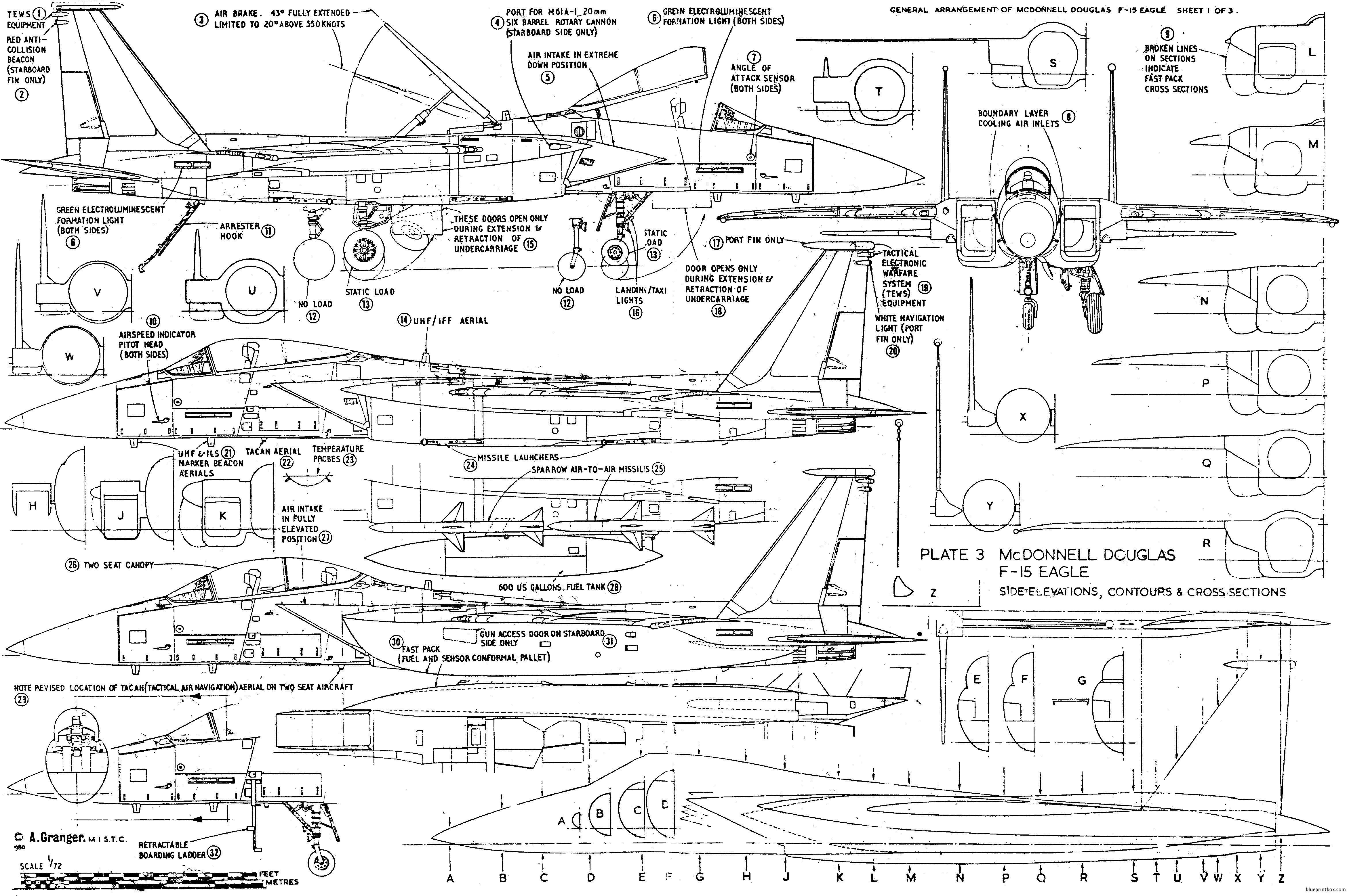 Mcdonnell Douglas F 15 Eagle 3 Blueprintbox Com Free Plans And Blueprints Of Cars Trailers Ships Airplanes Jets Scifi And More