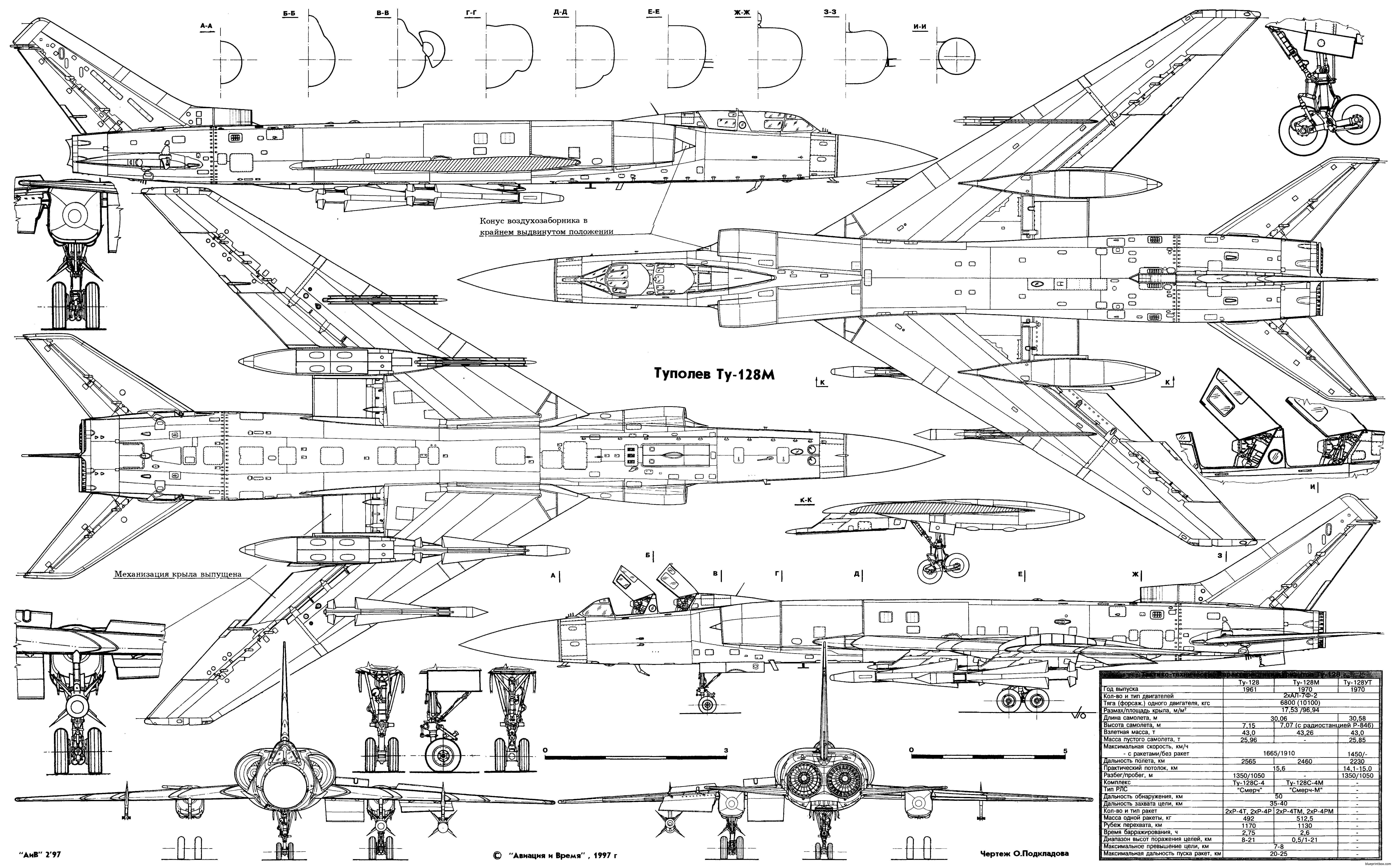 tupolev tu 128 - BlueprintBox.com - Free Plans and Blueprints of Cars ...