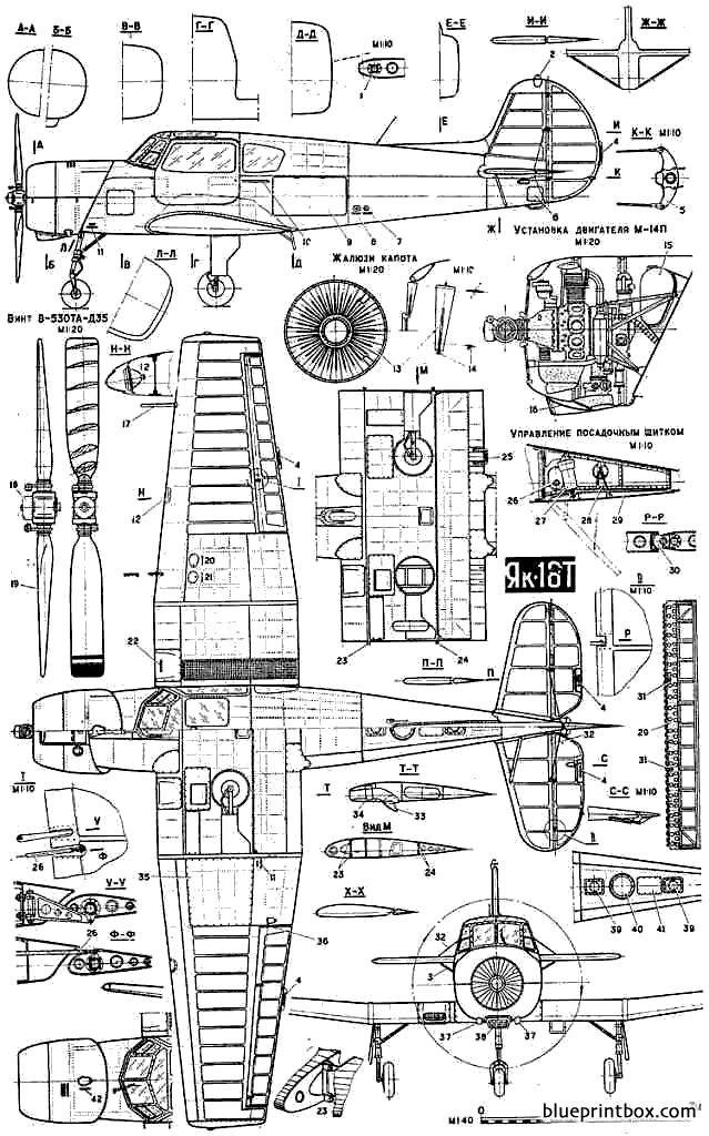 yakovlev yak 18 t - BlueprintBox.com - Free Plans and Blueprints of ...