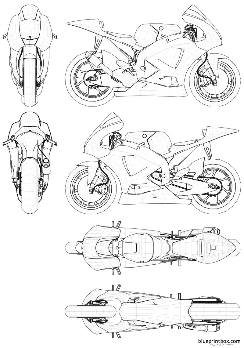 yamaha m1 yzr motogp blueprint blueprints ducati 2009 3d cars blueprintbox modeling side anniversary aprilia rsv4