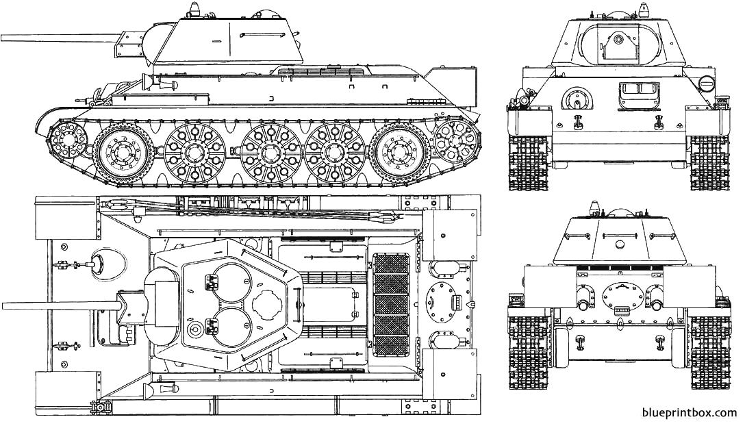 t 34 - BlueprintBox.com - Free Plans and Blueprints of Cars, Trailers ...