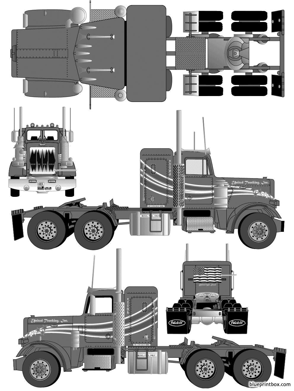 peterbilt 359 tractor 2 - BlueprintBox.com - Free Plans and Blueprints