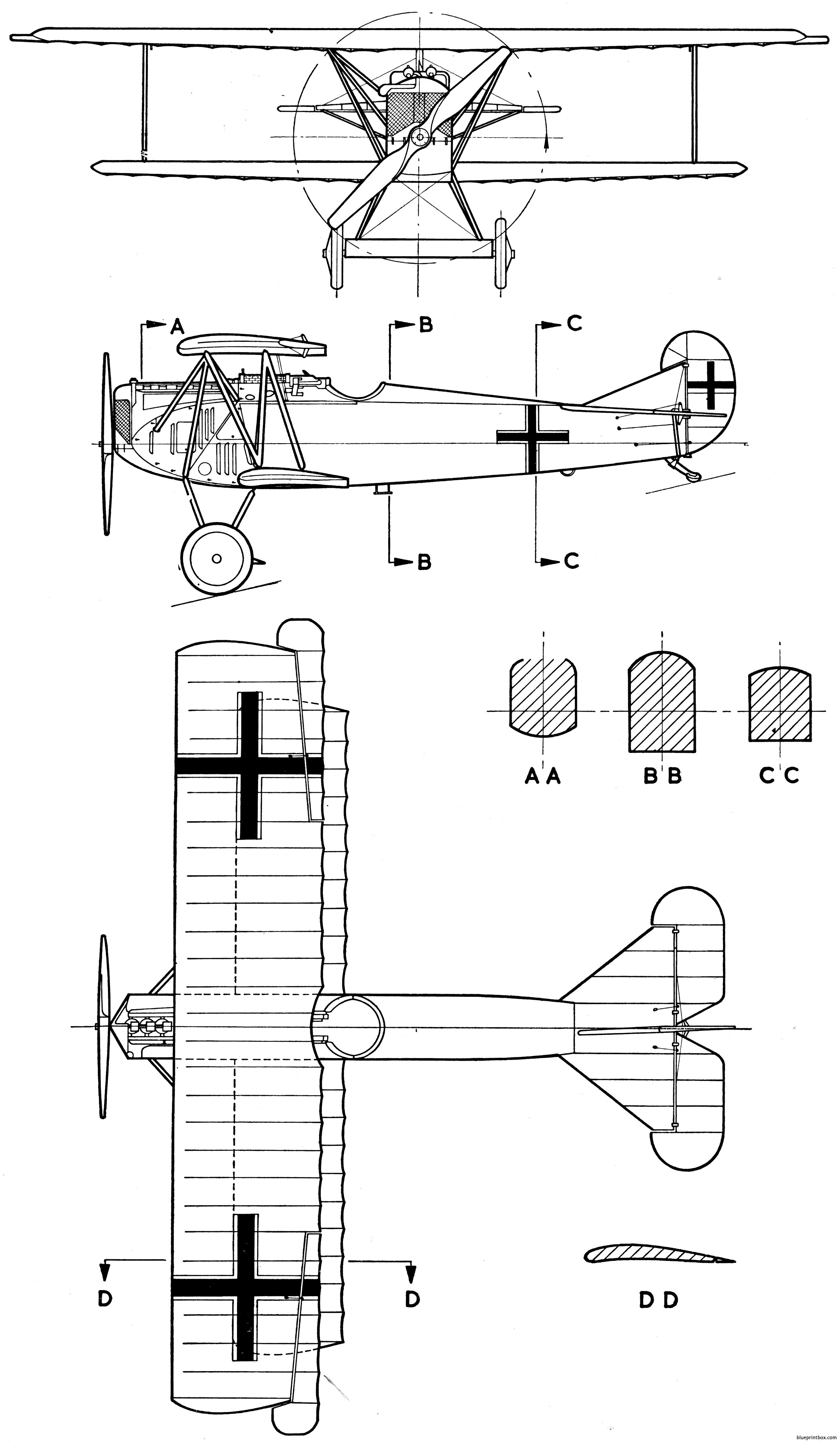 Construction Plan Fokker D Vii Model Blueprint Engine Flight Model Ebay ...