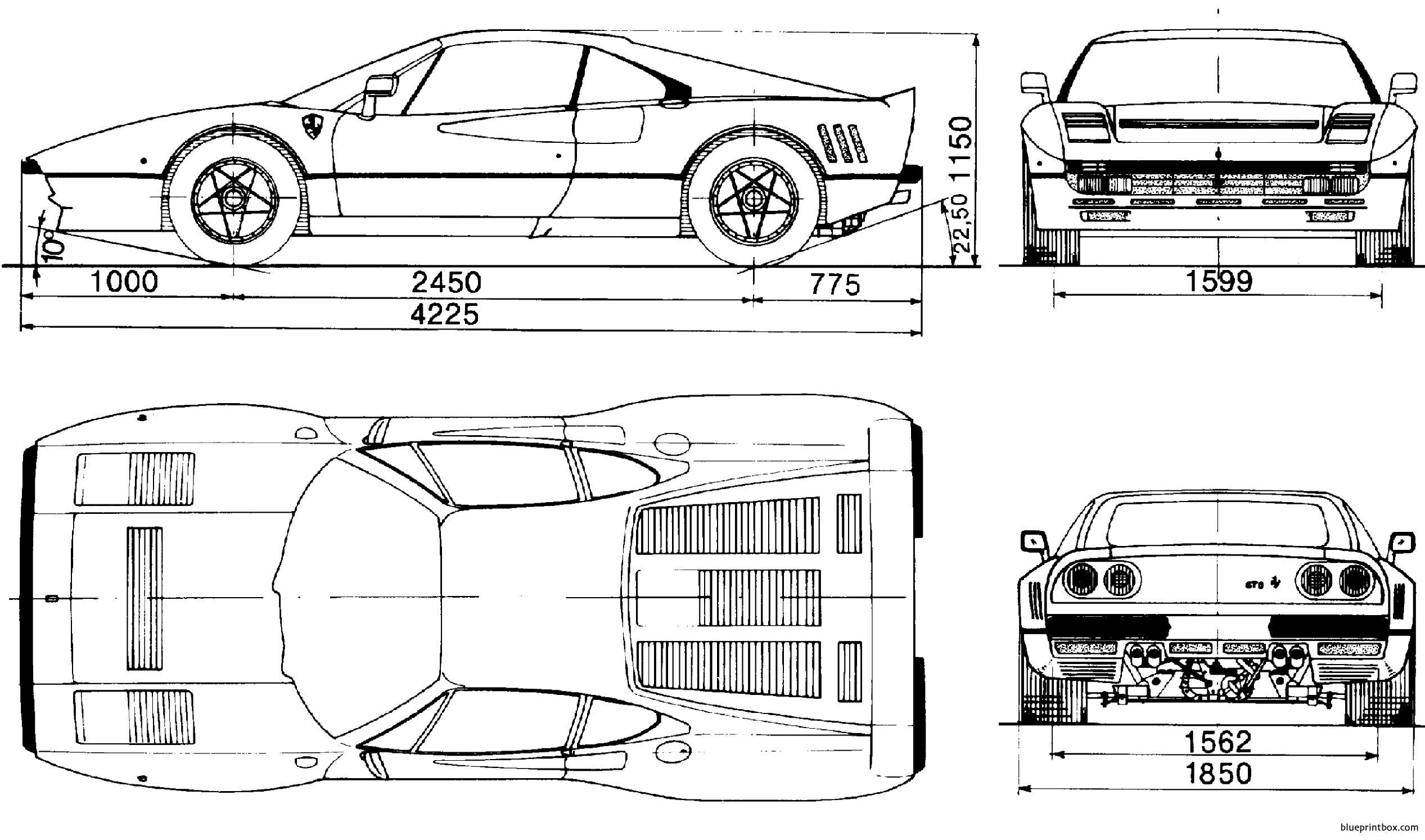 ferrari gto 1984 - BlueprintBox.com - Free Plans and Blueprints of Cars, Trailers, Ships ...