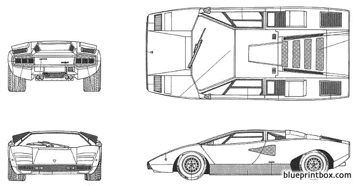 lamborghini countach lp400 white red - BlueprintBox.com - Free Plans